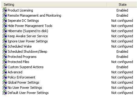 PowerMan Policy Settings